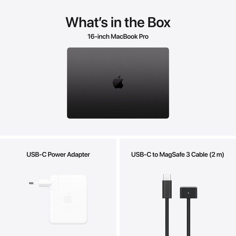 MacBook Pro de 16 polegadas: Processador M4 Max da Apple com CPU 14‑core e GPU 32‑core, 1 TB SSD - Preto sideral